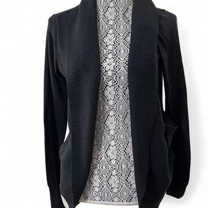 Say What? Black Open-Front Women's Cardigan